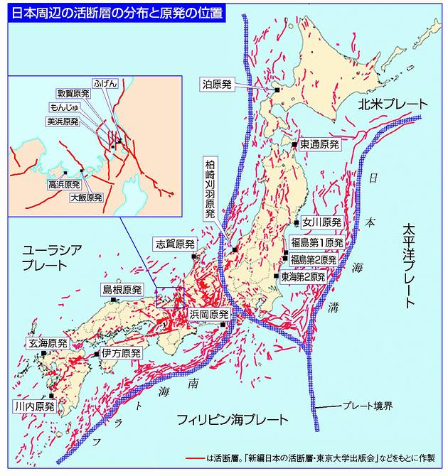 日本と活断層と原発